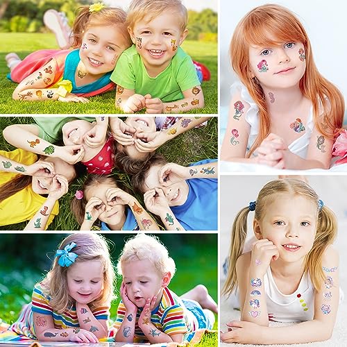 Fake Tattoos for Kids, 500+ Mixed Styles Temporary Tattoos Stickers for Girls and Boys, Monster Truck Unicorn Mermaid Marine Animals Flower Fairy Pirate Tattoos for Kids Birthday Party Supplies