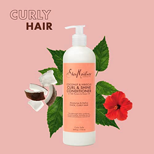 SheaMoisture Curl & Shine Conditioner Pack of 2 - Coconut & Hibiscus for Thick Curly Hair, 24 oz each