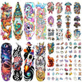52 PCS Kids Full Arm Temporary Tattoos - Rocket Car Dinosaur Planet Astronaut & Dolphin Castle Cat Body Tattoos Stickers for Boys & Girls, Party Supplies Gifts