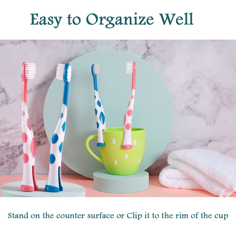 newrichbee 8 Packs Kids Toothbrush, Extra Soft Lovely Deer Toddler Toothbrush for Kids 2-8 Years (Pink&Orange&Blue&Green)