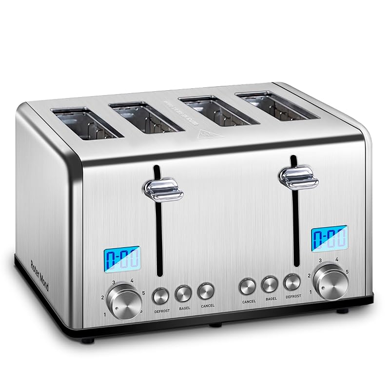 Countdown 4-Slice Toaster with Extra Wide 1.5" Slots, Bagel/Defrost/Cancel - Silver, 1650W