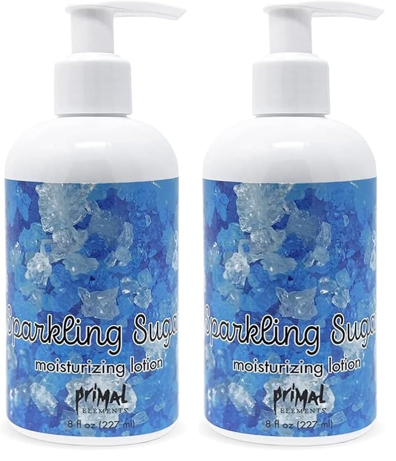 Primal Elements Shea Butter Hand & Body Lotion 8 OZ Pack of 2 - Sparkling Sugar Fragrance