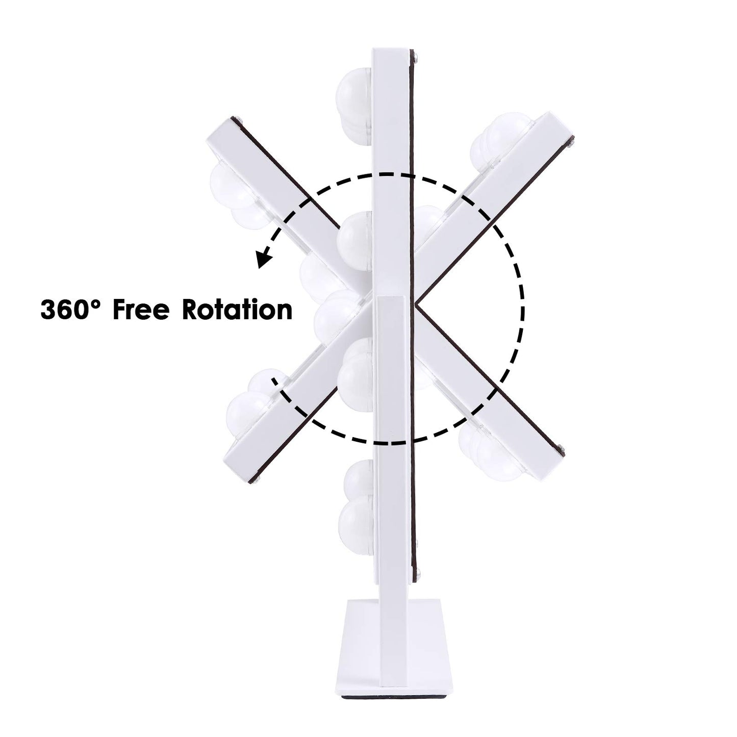 BWLLNI Lighted Makeup Mirror Hollywood Mirror Vanity Mirror with Lights, Touch Control Design 3 Colors Dimable LED Bulbs, Detachable 10X Magnification, 360°Rotation, (White) 12" L x 14" W