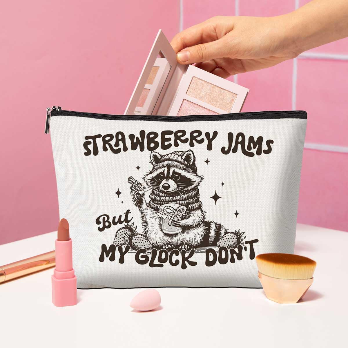 Cute Raccoon Gifts Cosmetic Bag Travel Organizer Zipper Pouch Makeup Bag Racoon Gifts for Women, Girls, Best Friend, Sister Funny Birthday-07