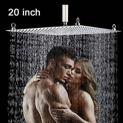 Saeuwtowy 20 Inch Large Rainfall Shower Head Ultra-Thin High Pressure Stainless Steel 03