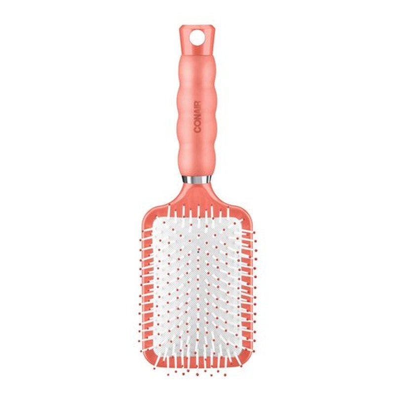 Conair Gel Grips Paddle Brush, Size B, Pink & White, 1 Count