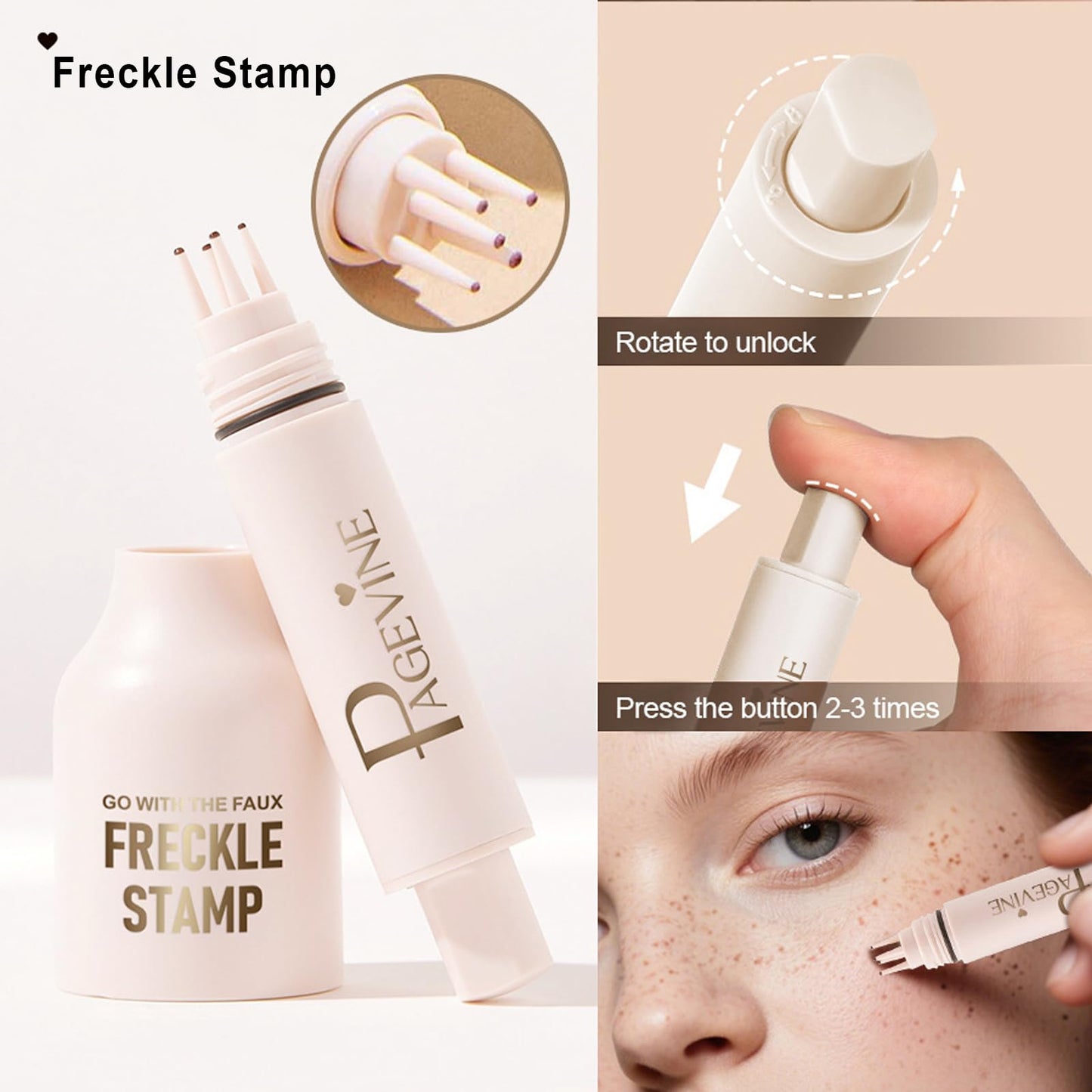 Faux Freckle Stamp Pen, Waterproof Fake Freckles Stain Pen, Quick-Dry Natural-Looking Freckle Stamp Marker Pencil Tool for Sunkissed Look, Upgrade Liquid Freckle Stain Stamp, Long-Lasting (Espresso)