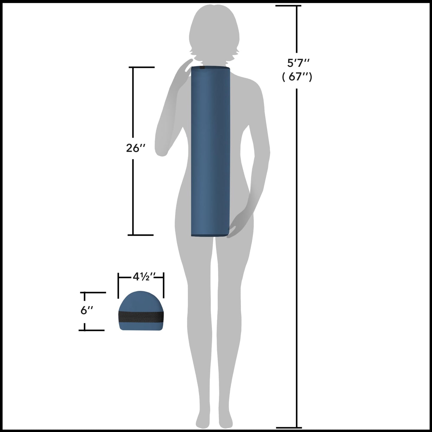 Saloniture 3/4 Round Massage Table Bolster Pillow Pad - 26 x 6 x 4-1/2 Inch - Blue