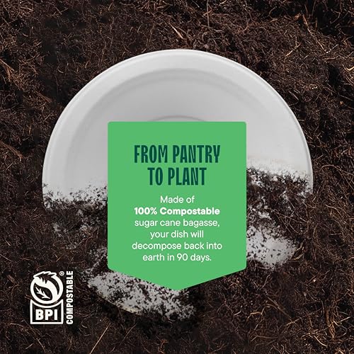 7 inch 12 oz Heavy-Duty Compostable Sugarcane Bowls, 1000 Pack - Natural White