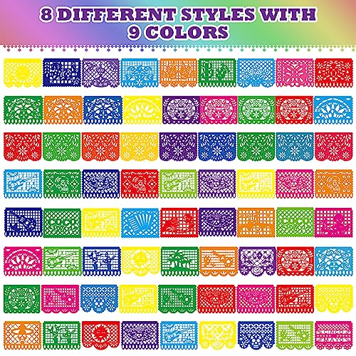 Kinlop 450 FT Mexican Fiesta Banners - Set of 30 Colorful Papel Picado Decorations
