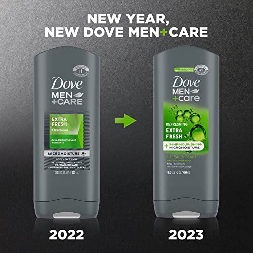 DOVE MEN + CARE Shower Tool For Stronger, Healthy-Feeling Skin Active Clean Scrubs Body Wash and Face For Fresh, Healthy-Feeling Skin Extra Fresh Cleanser That Effectively