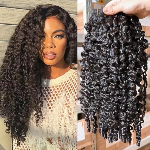 12 Inch Burmese Curly Human Hair Bundles - Natural Black 3C4A Spiral Curl Extensions