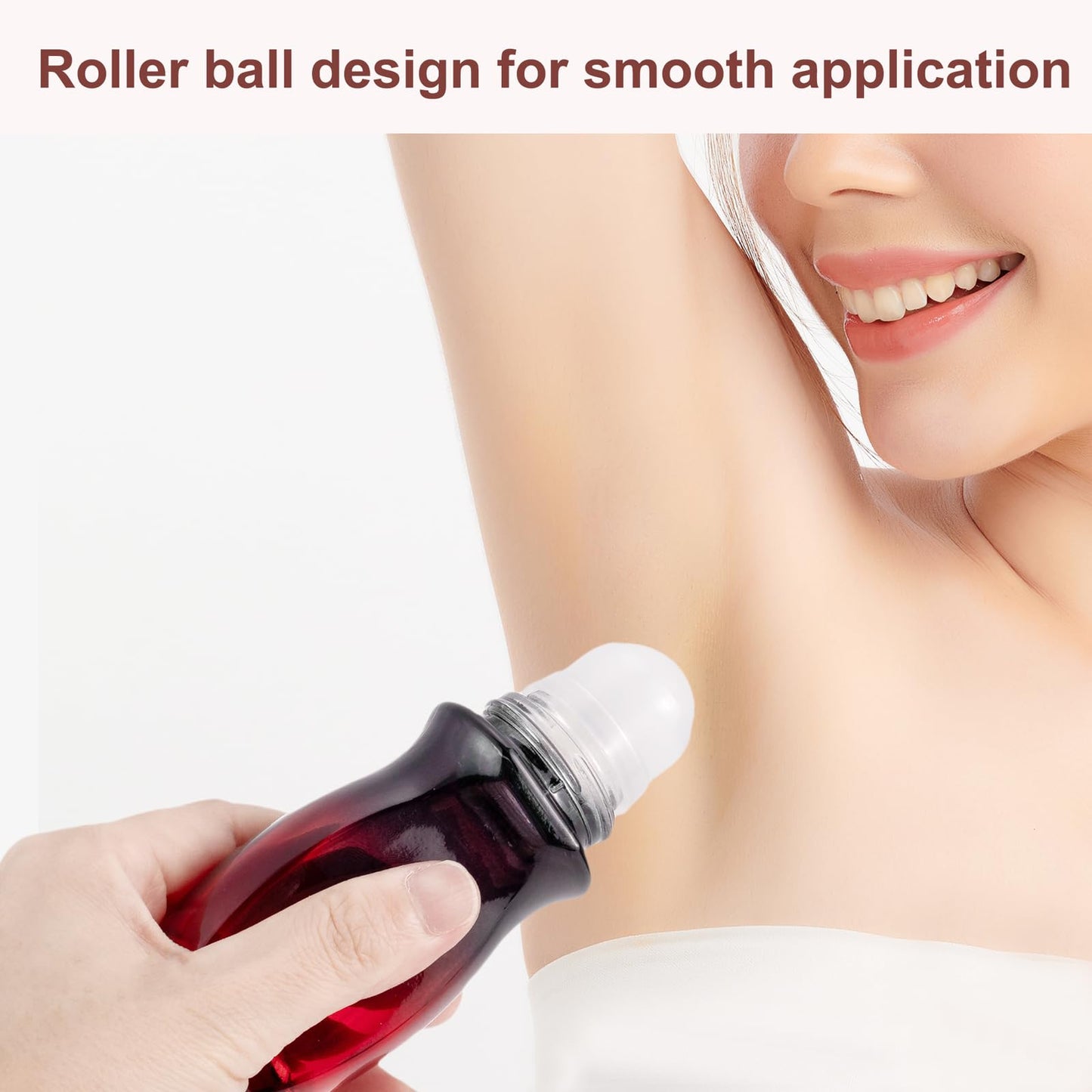 Kesell 2Pack Glass Roller Bottles 50ML Gradient Red Deodorant Bottle with Opener Refillable Glass RollerBall Deodorant Container for Essential Oils, Perfume (Black Lid)