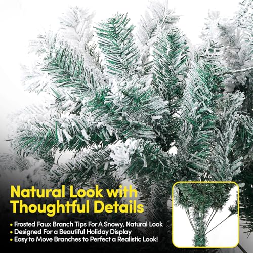 6ft Pre-Lit Frosted Christmas Tree with 250 Warm White LED Lights & 8 Lighting Functions