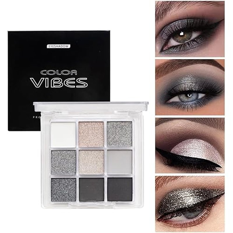 4 Pack/Set Eyeshadow Palette Set - Black, Blue, Green, Purple Themes, High Pigmented Blendable Matte & Glitter Shimmer Finishes, 24-Hour Long Wear Eye Makeup for Christmas Party & Music Festival