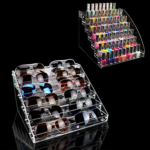 7 Tiers Acrylic Nail Polish & Lipstick Organizer Display Stand - Wide Tall Floor Model