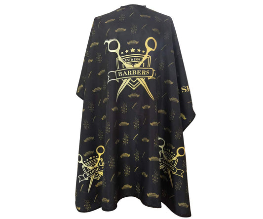 Barber Capes for Men, Hair Cutting Cape with Metal Snap Closure, Professional Salon Cape, Large Waterproof Hairdressing Cape for Hairstylist- 63”× 56” (Black & Gold)