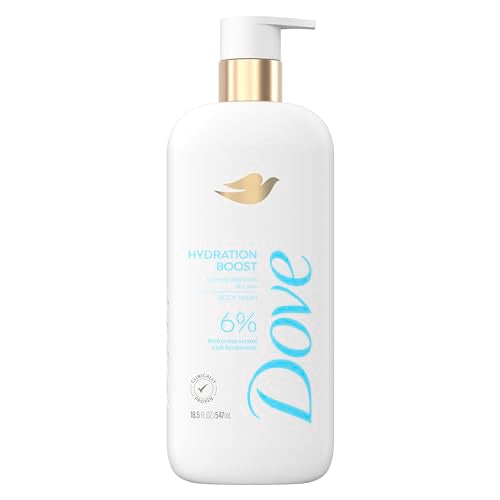 Dove Body Wash Hydration Boost Actively drenches dry skin 6% hydration serum with hyaluronic 18.5 oz & Exfoliating Body Wash Glow Recharge Energizes & illuminates skin 3% brightening serum