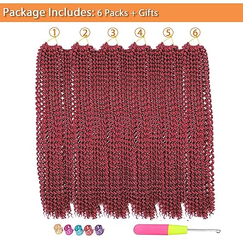 RENJOING 18 Inch Burgundy Passion Twist Hair 6 Packs Water Wave Crochet Extensions