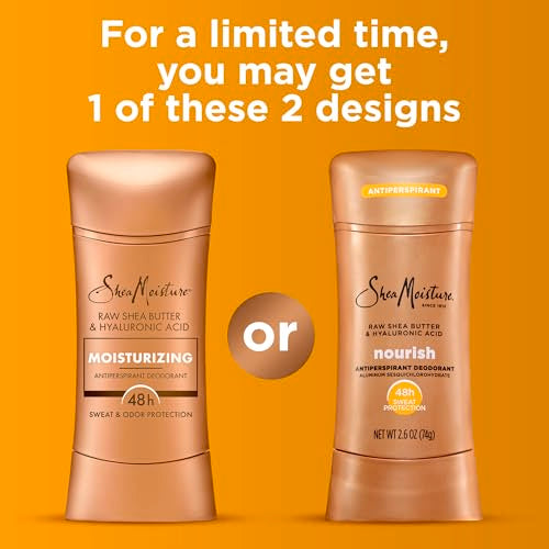 SheaMoisture Raw Shea Butter & Hyaluronic Acid Antiperspirant Stick 2.6 oz Pack of 4 - 48H Odor & Sweat Protection, Moisturizing for Dry Skin