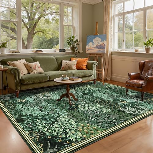 GarveeHome Forest Rug 6x9 Green Washable Area Rug for Living Room & Bedroom