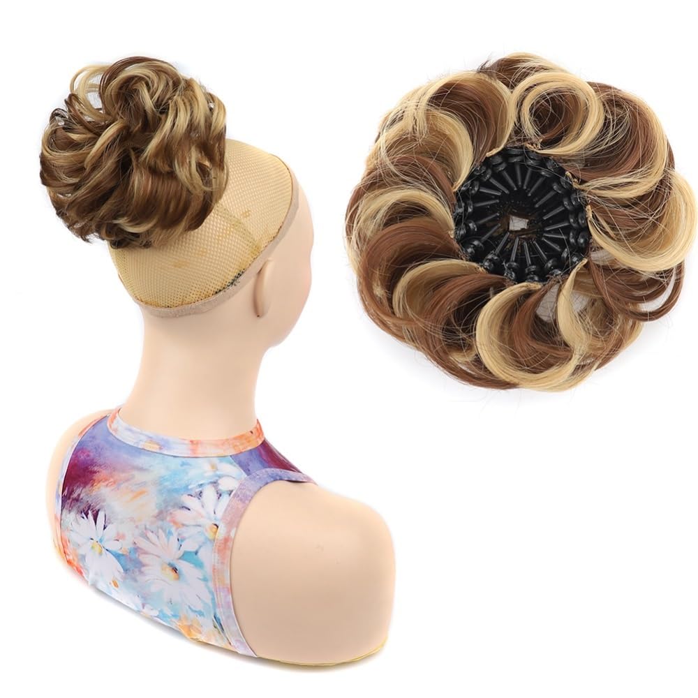 Bun, Synthetic Messy Bun Extensions,Fluffy Chignon, Bird's Nest Design, Retractable Wavy for Women(Dark gray)