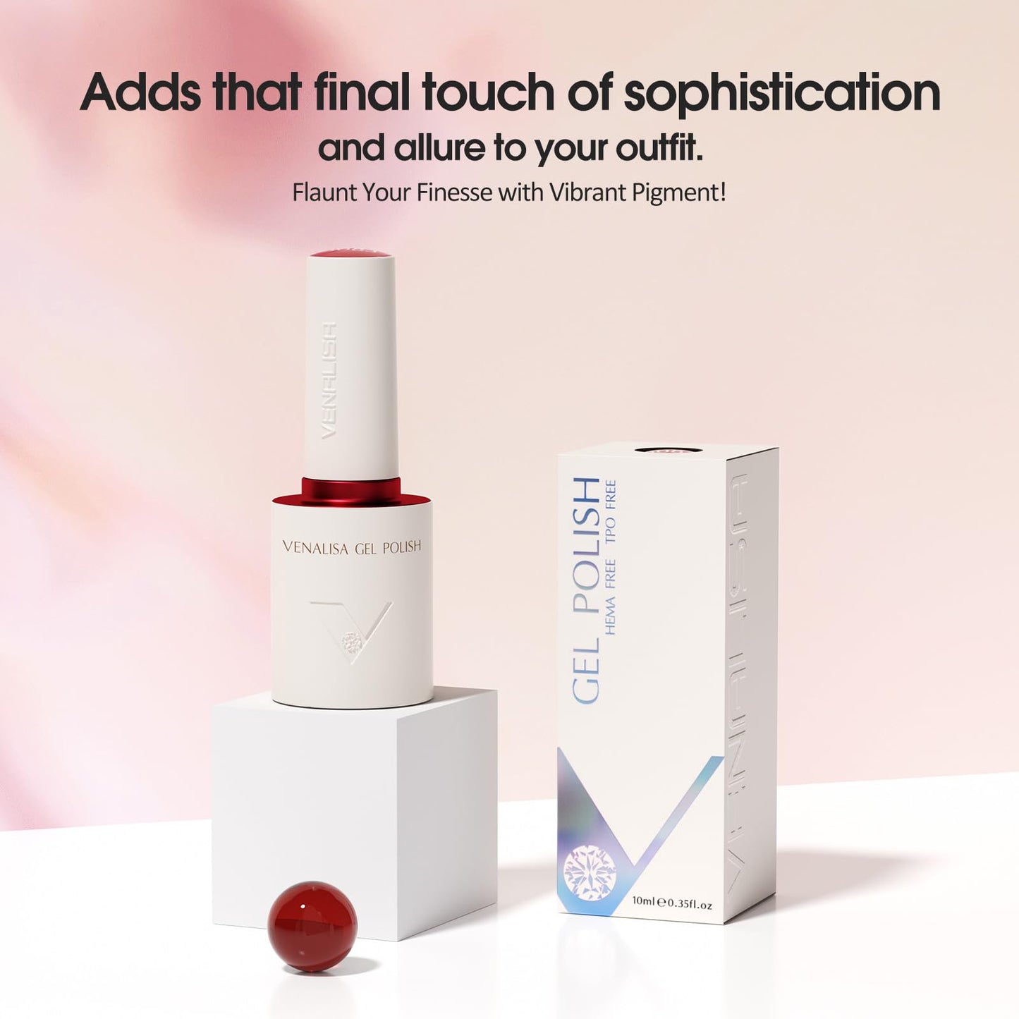 VENALISA Jelly Red Gel Nail Polish, 1 Pcs Burgundy Dark Red Gel Polish Transparent Sheer Color High Gloss Soak Off U V Nail Manicure Salon and DIY at Home Gifts for Women