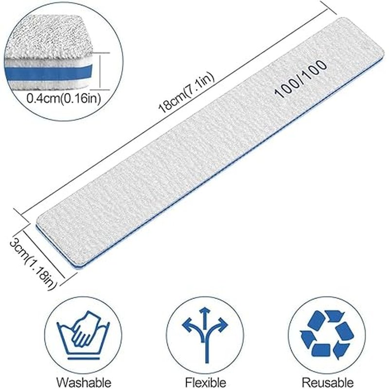 100 Pcs Professional Nail File - 100/100 Grit Nail Files, Acrylic Nail Files for Natural Nails, Nail Files and Buffers, Strong Nail File for Acrylic Nails, for Home and Salon Use