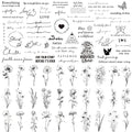 Realistic Temporary Tattoos - 60 Sheets Small Fake Tattoos, 30 Pcs Meaningful Scripts Words Tattoos, 30 Pcs Line Art Wild Flower Nature Tattoo Stickers for Women and Men