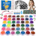 Kids Glitter Tattoo Kit - 42 Colors, 210 Templates, Glow & Diamond Stickers - Reusable & Waterproof