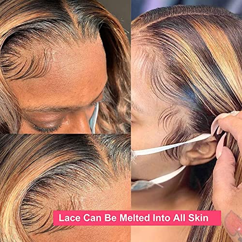 18 Inch Blonde Ombre Lace Front Human Hair Wig - Pre Plucked & Glueless