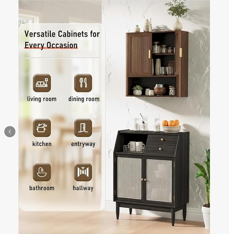 INNOD Walnut Over Toilet Bathroom Storage Cabinet with Adjustable Shelves