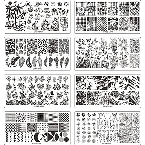 VNC 21 Pcs Nail Stamp Plates Set 16 Plate 2Stamper and 2 Scraper 1storage Bag Nails Art Stamping Plate Scraper Stamper Set Leaves Flowers Animal Nail Plate Template Image Plate Set