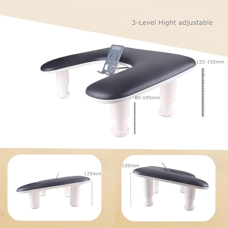 Manicure Arm Rest with 360° Rotating Phone Holder – Black (Variation: Black)