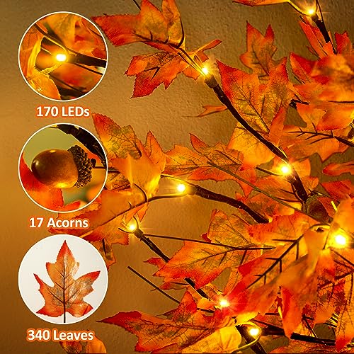 7FT Autumn Maple Tree Light with 170 LEDs & Acorns - Fall Decor with Remote - Variation of THIS listing