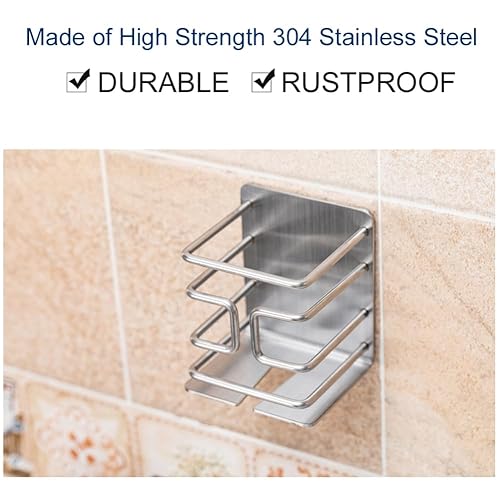 Electric Razor Holder Wall Mounted, 304 Stainless Steel Shaver Rack with 3M Self-Adhesive, Space-Saving Bathroom Organizer