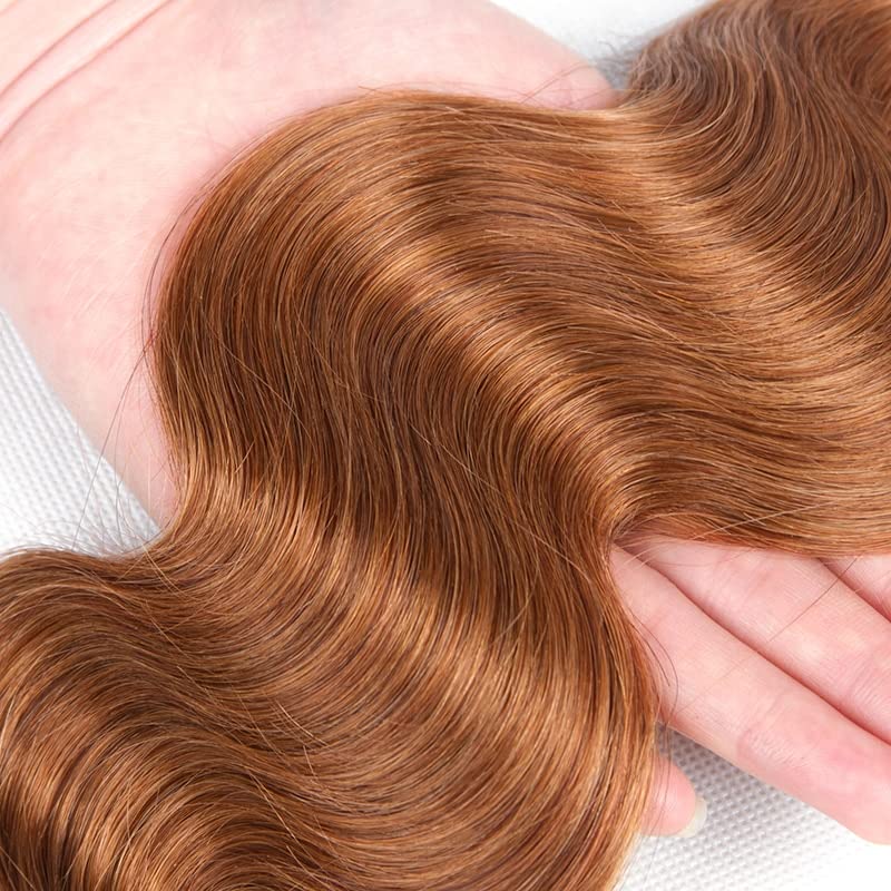 Light Brown Human Hair Body Wave Bundles - 12 14 16 Inch Peruvian Virgin Hair 3 Pack
