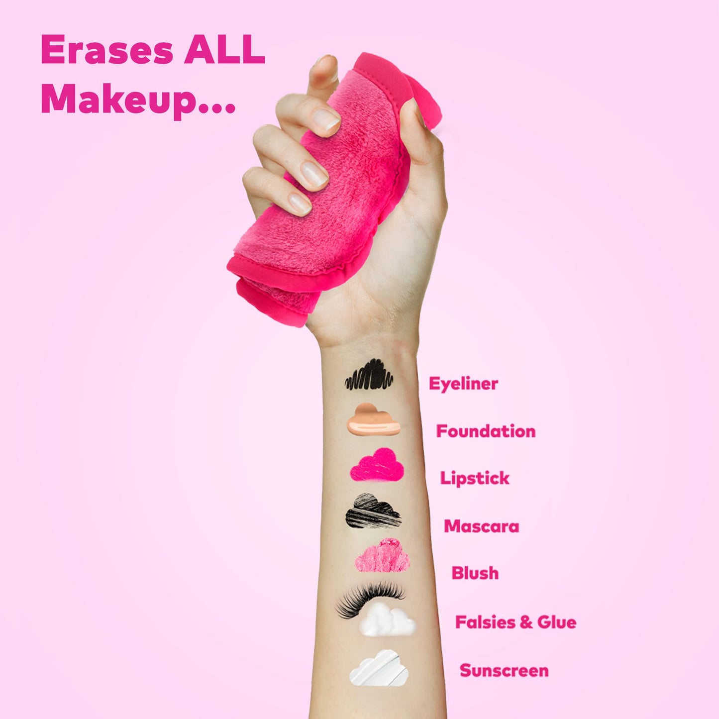 The Original MakeUp Eraser Mini PRO, Erase All Makeup With Just Water, Including Waterproof Mascara, Eyeliner, Foundation, Lipstick, Sunscreen and More! Original Pink, 1ct.