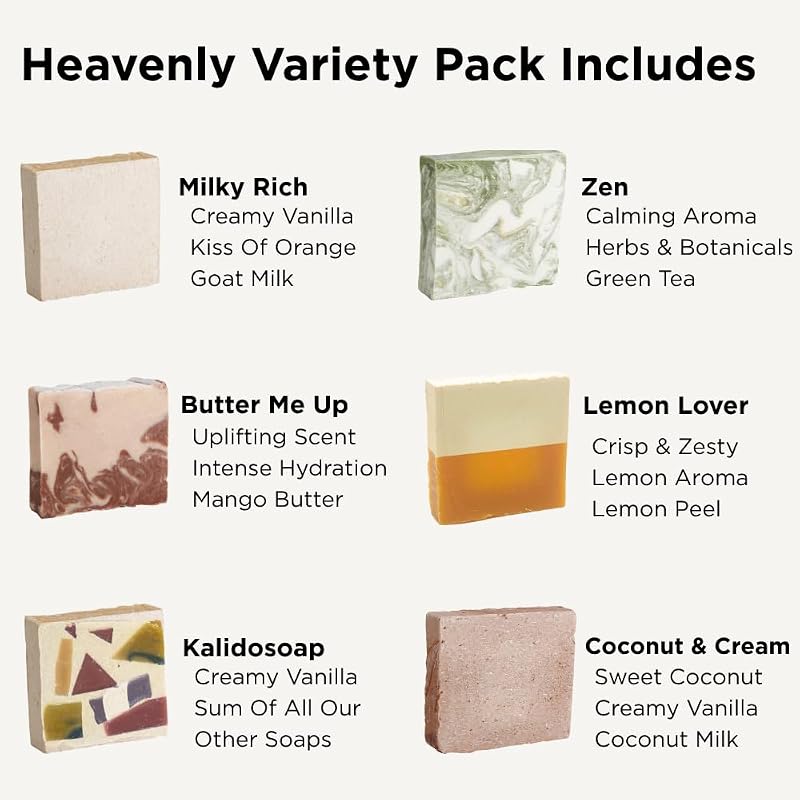 Variety Six Pack Handmade Cold Process Soap - Sumbody USA Made