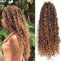 Goddess Locs Crochet Hair 18 Inch T1B/27 - Curly Faux Locs for Black Women, 7 Packs