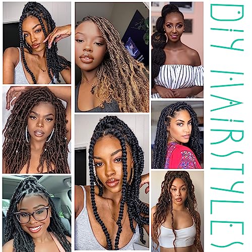GOWIT 16 Inch Black Marley Twist Braiding Hair - 7 Packs, Soft & Pre-Stretched
