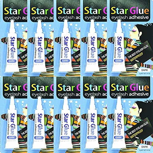 Star Glue Waterproof Dark Eyelash Adhesive 10 Pack for False Lashes & Eyeliner