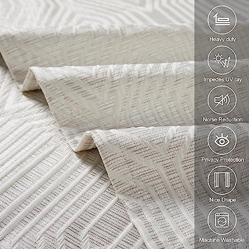 Beige & Silvery Geometric Blackout Curtains 52x96 Inches | Pack of 2 | Thermal Insulated Noise-Reducing Room Drapes for Bedroom & Living Room