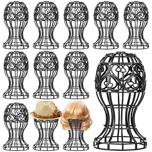 12 Pack Portable Plastic Wig Stand Head Shaped Display Holders for Wigs and Hats