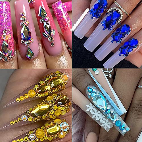 Tatiwoo S2 3800 Pcs Colorful Rhinestones for Nails Multi-Shaped & Sized Nail Art Crystals