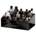 ProCase Cologne Organizer for Men - Acrylic Perfume Stand with Drawer (Black, 1 Layer)