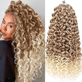 Union Beauty 8 Pack Water Wave Crochet Hair 18 Inch Ombre Blonde Synthetic Curl Extensions for Women T27/613