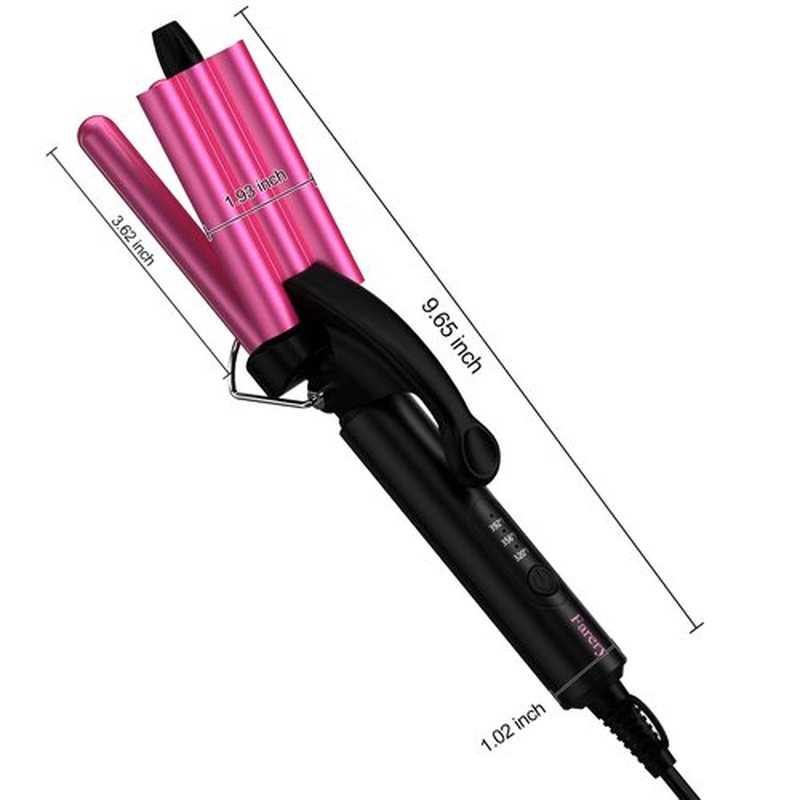 FARERY Mini Hair Crimper Hair Waver 3 Temperature Adjustable, 3 Barrel Curling Iron for Short Hair, Hair Crimper for Women Beach Waves, Crimper Hair Tool 1/2 Inch Travel Size, Dual Voltage, Pouch Bag