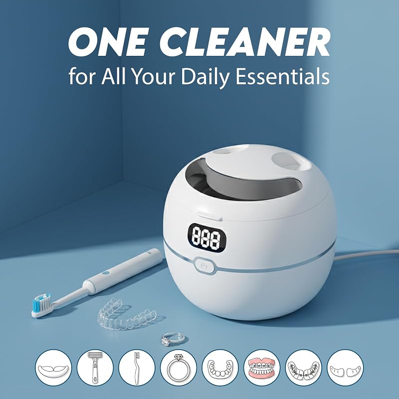Ultrasonic Retainer Cleaner Machine 45kHz with 220ml Stainless Tank & Digital Timer