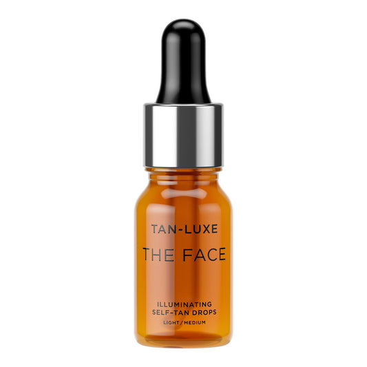Tan-Luxe The Face Illuminating Self-Tan Drops, Customizable Face Tanning Serum, Natural Glow, Mix With Skincare, Vegan, Cruelty-Free, Streak-Free, 0.33 fl. oz/10 ml Bottle (Light/Medium)